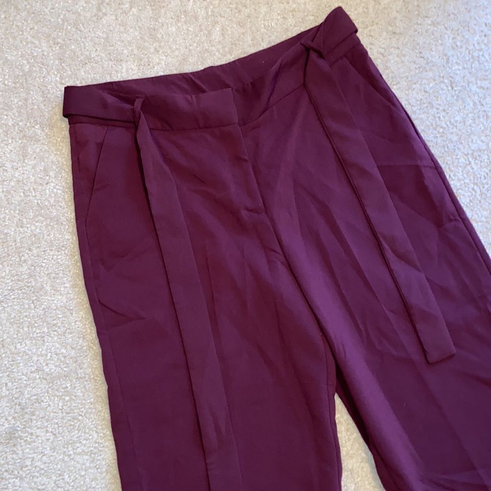 Burgundy wide leg cropped pants - Picture 3 of 6